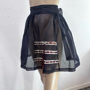 Black Sheer Mini Skirt with Ladder Ribbon Trim